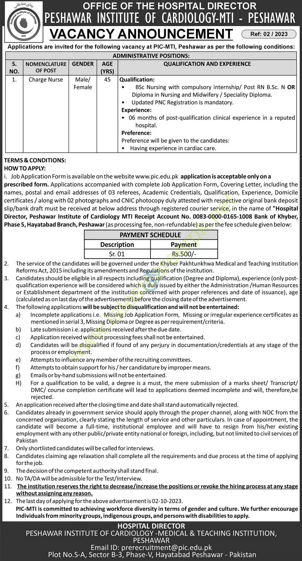 Peshawar-Institute-of-Cardiology-PIC-Peshawar-Jobs-17-Sep-2023