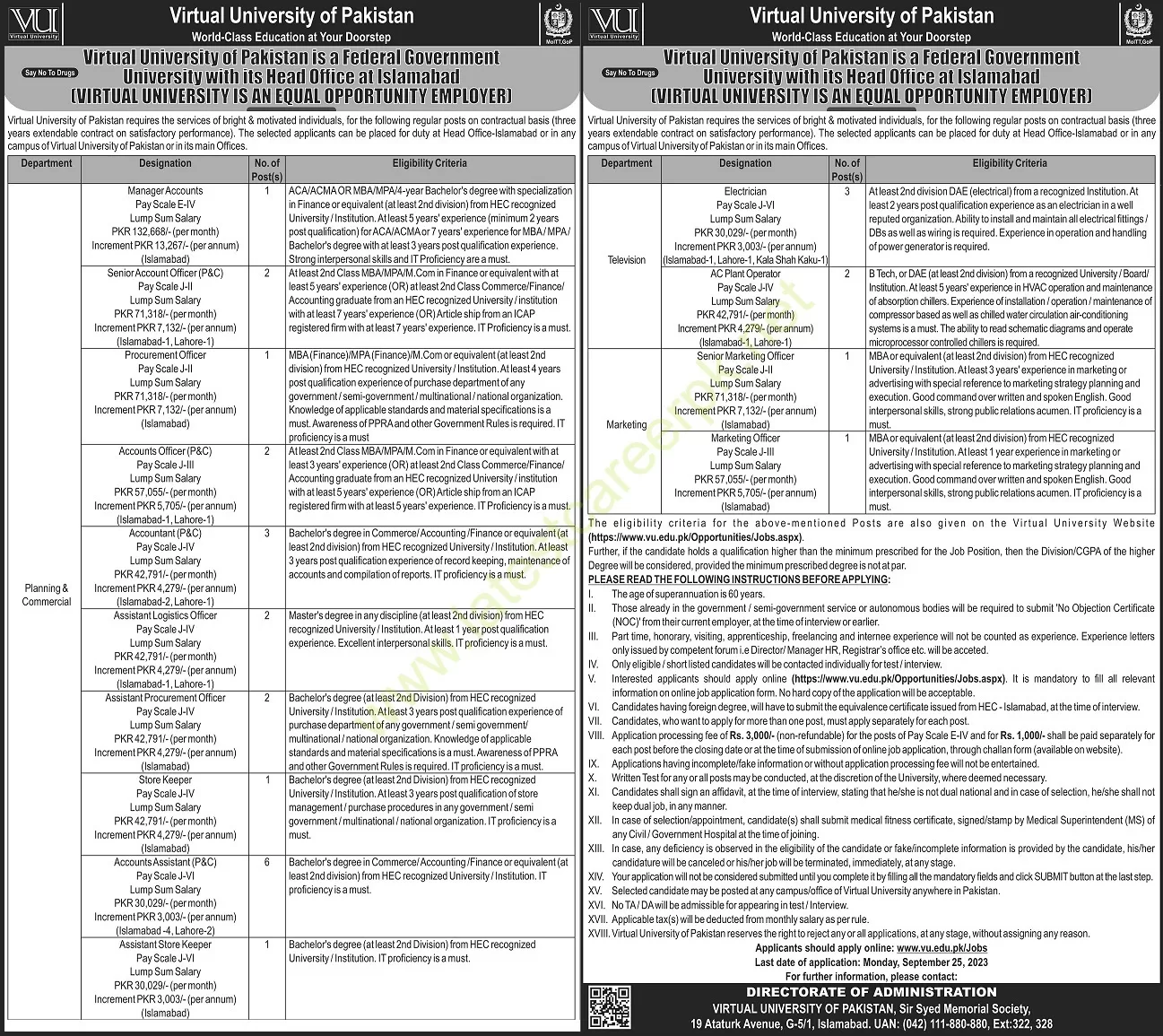 Virtual-University-of-Pakistan-VU-Islamabad-Jobs-08-Sep-2023