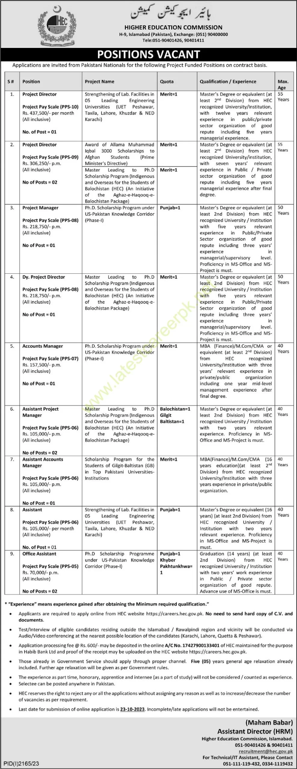 Higher-Education-Commission-HEC-Islamabad-Jobs-08-Oct-2023