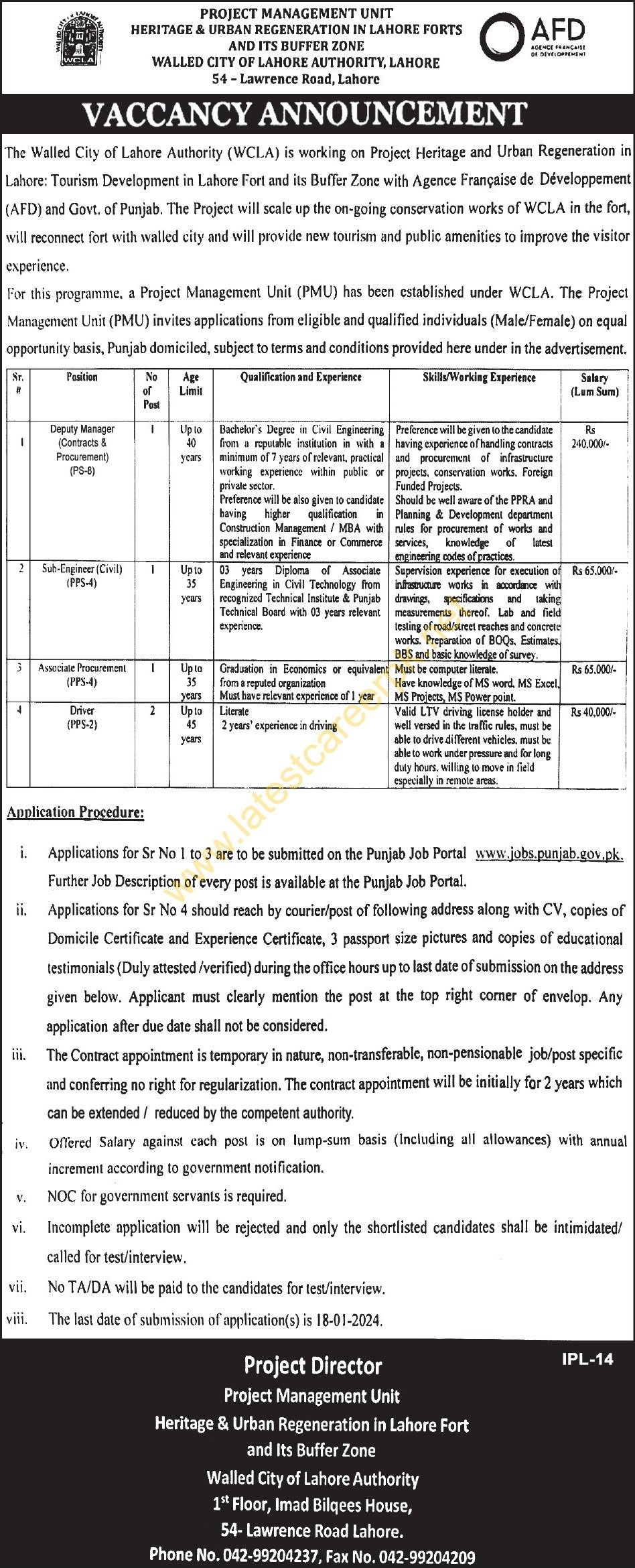 Walled-City-of-Lahore-Authority-WCLA-Lahore-Jobs-03-Jan-2024