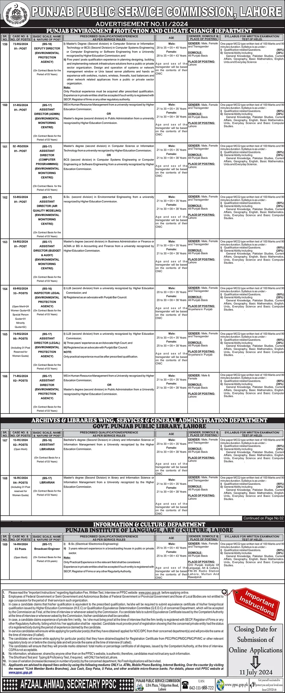 Punjab-Public-Service-Commission-PPSC-11-Lahore-Jobs-26-June-2024