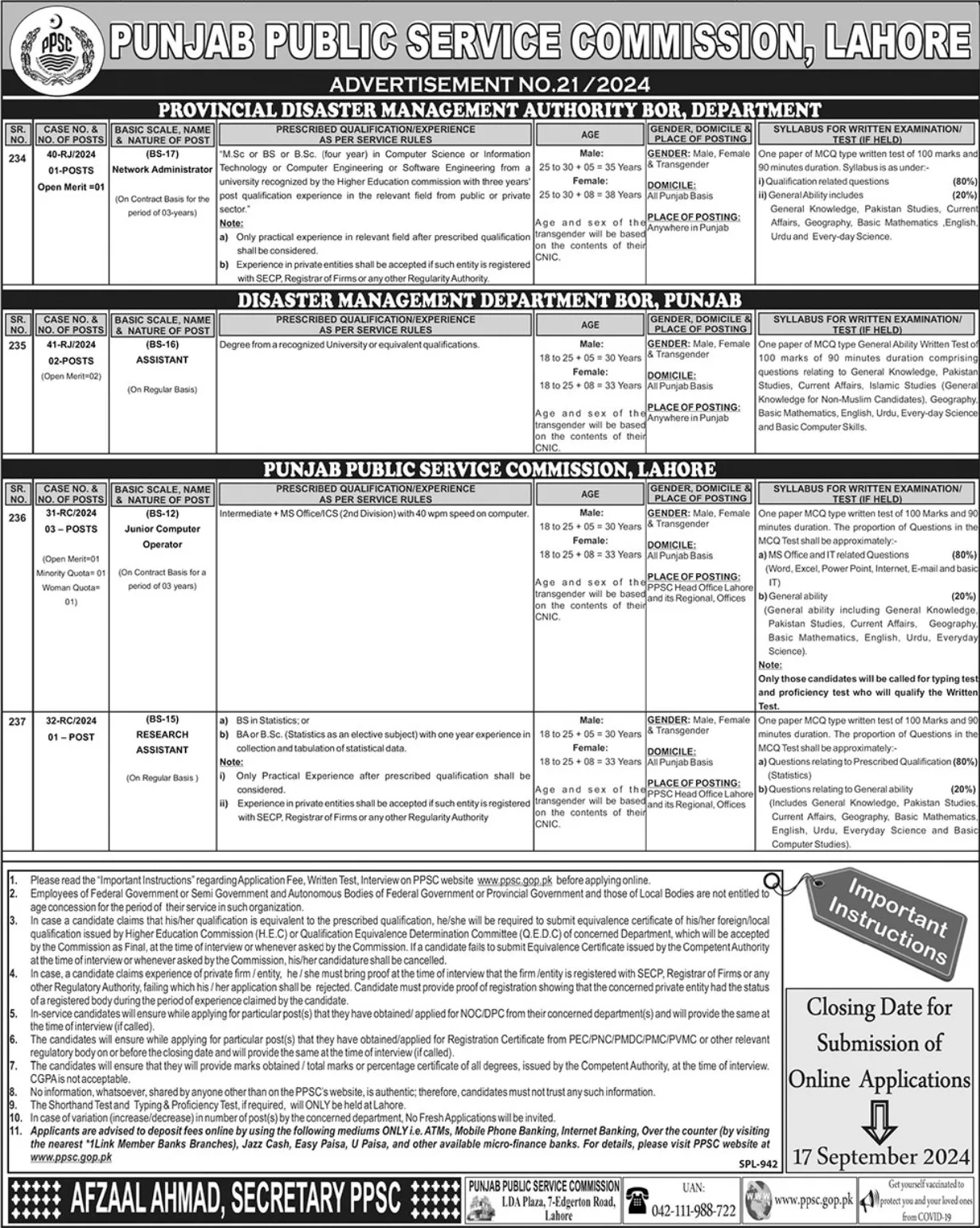 Punjab-Public-Service-Commission-PPSC-21-Lahore-Jobs-30-Aug-2024