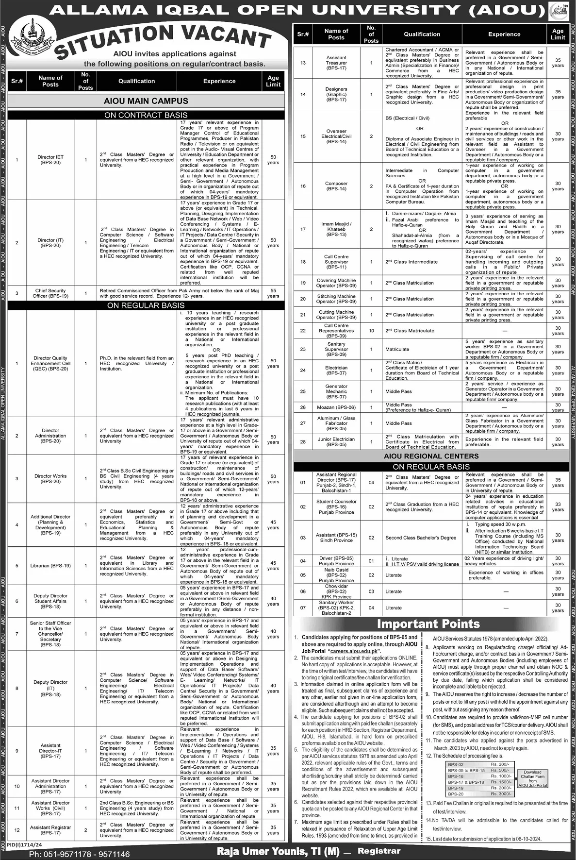 Allama-Iqbal-Open-University-AIOU-Islamabad-Jobs-10-Sep-2024